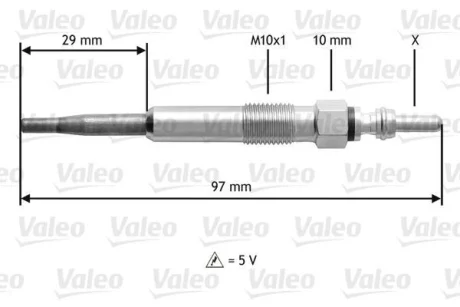 AUD свічка розжарювання 1,4-2,0TDI 03- VW 1,9/2,0TDI 04- SKODA 1,9TDI 04- Valeo 345125