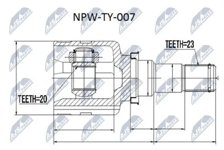 Внутрішній шрус volvo xc60 2.0t 20082013 атм powershift mps6, 36011453 Nty NPWTY007 (фото 1)
