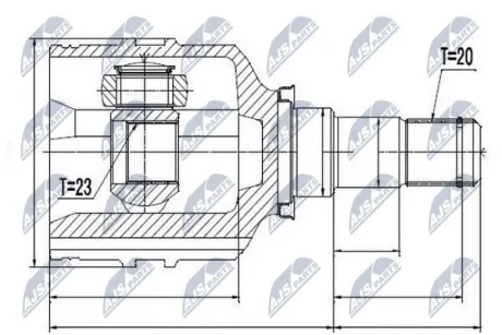 Фото 1 - Внутрішній шрус Toyota hi-lux 4wd, 43430-0k070 Nty NPWTY059 Внутрішній шрус Toyota hi-lux 4wd, 43430-0k070 Nty NPWTY059 (фото 1)